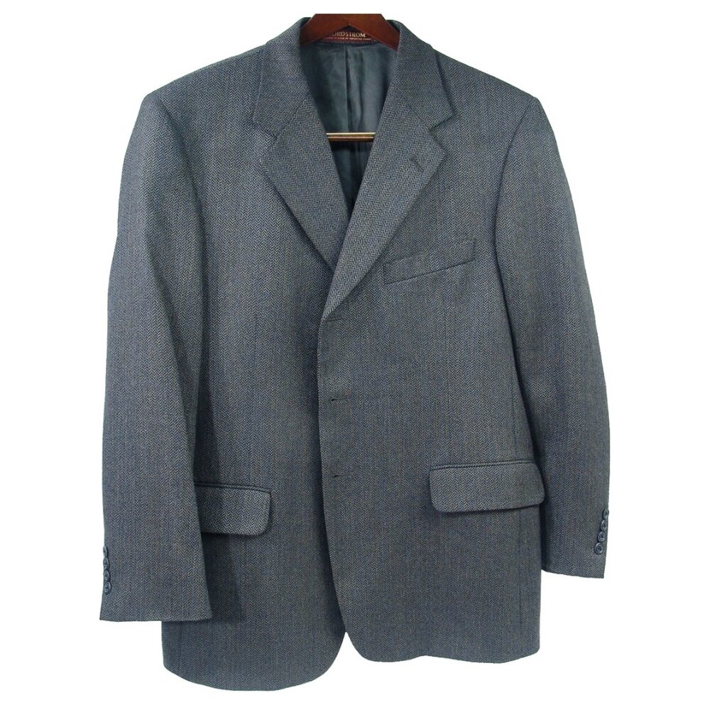 Nordstrom 100% Wool Herringbone Sport Coat - Size 42R - Was $350 New